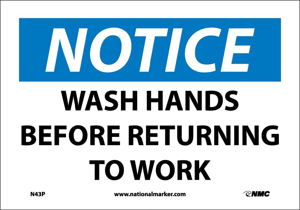 Notice Wash Hands Before Returning To Work Sign-eSafety Supplies, Inc