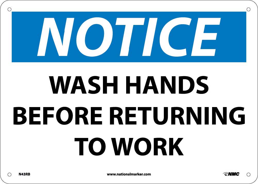 Notice Wash Hands Before Returning To Work Sign-eSafety Supplies, Inc