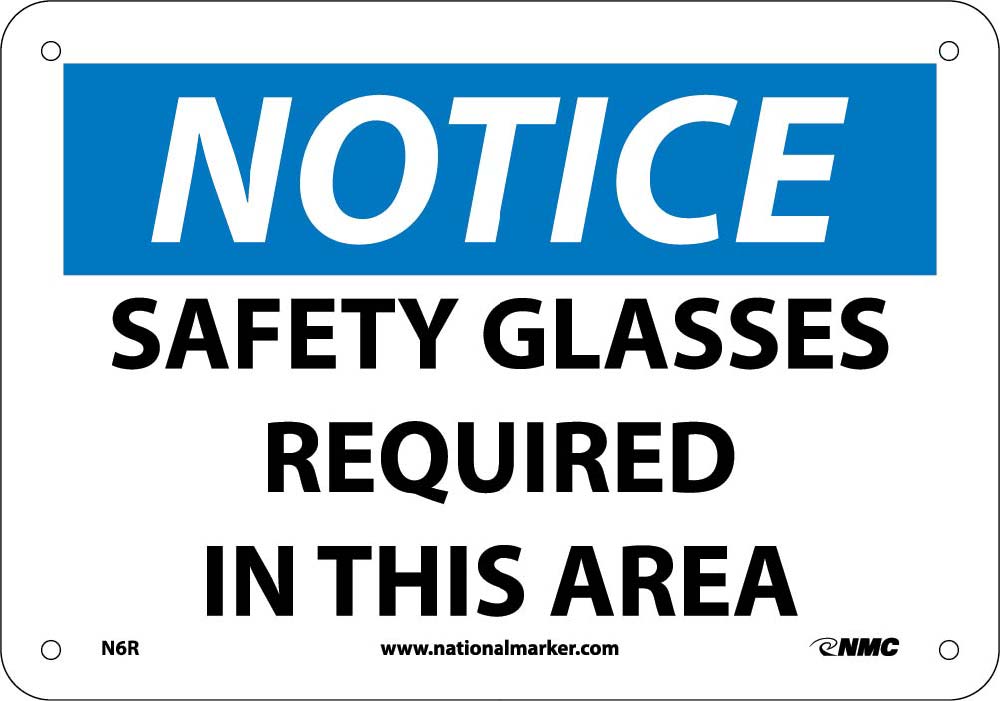 Notice Safety Glasses Required In This Area Sign-eSafety Supplies, Inc