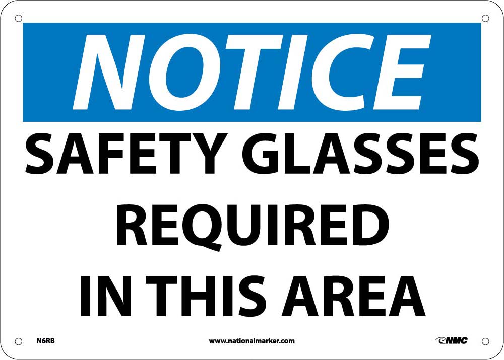 Notice Safety Glasses Required In This Area Sign-eSafety Supplies, Inc