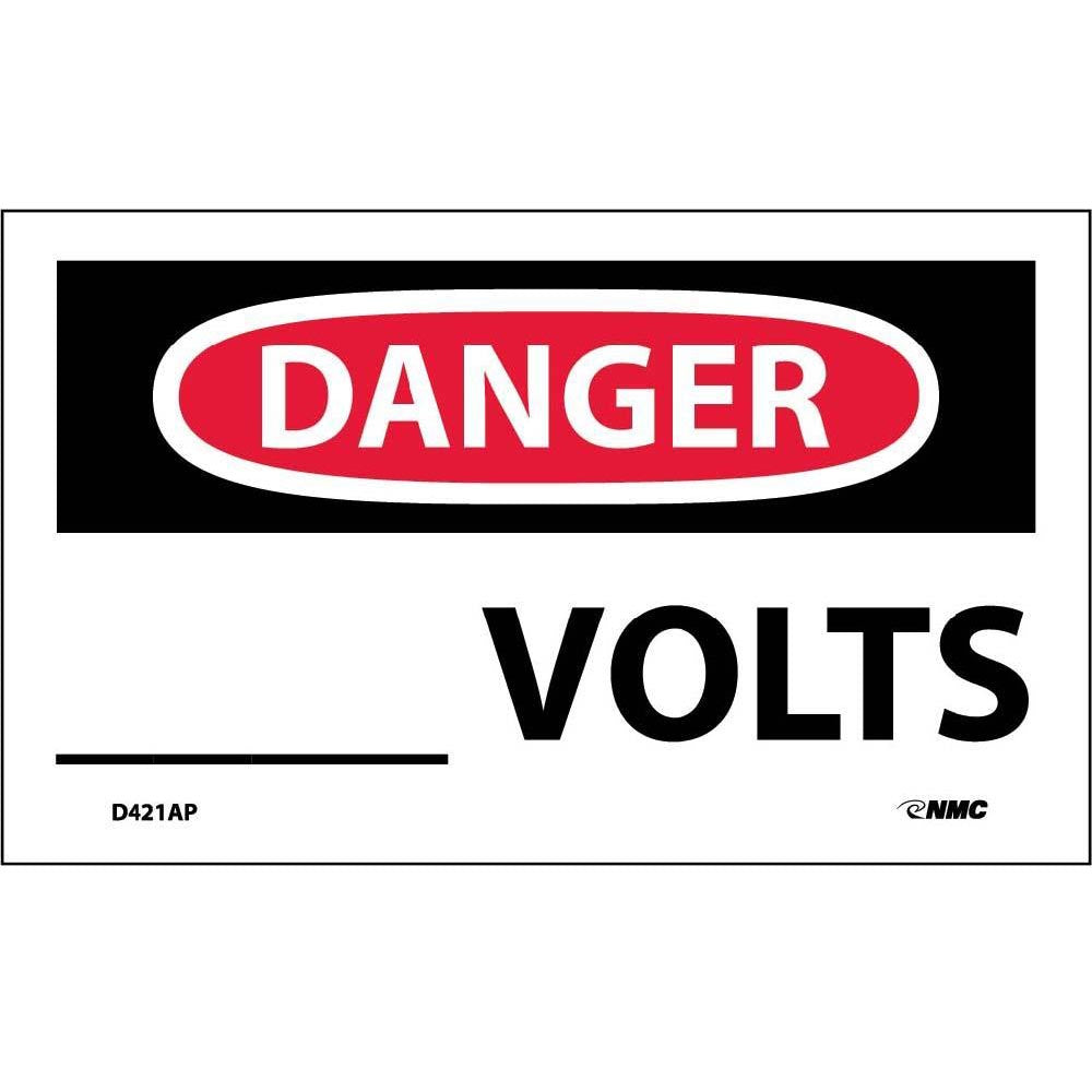 Danger ___ Volts Label - 5 Pack-eSafety Supplies, Inc