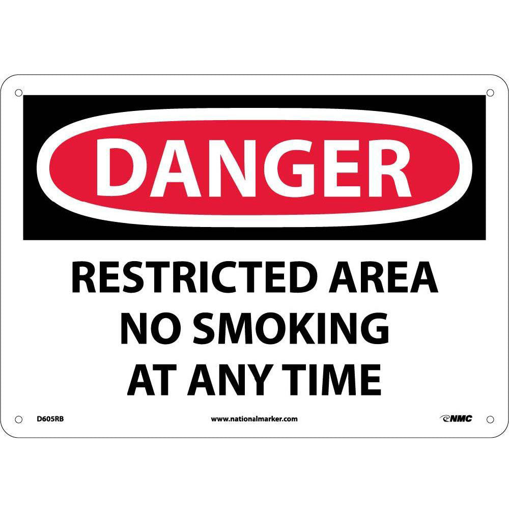 Danger Restricted Area No Smoking At Any Time Sign-eSafety Supplies, Inc