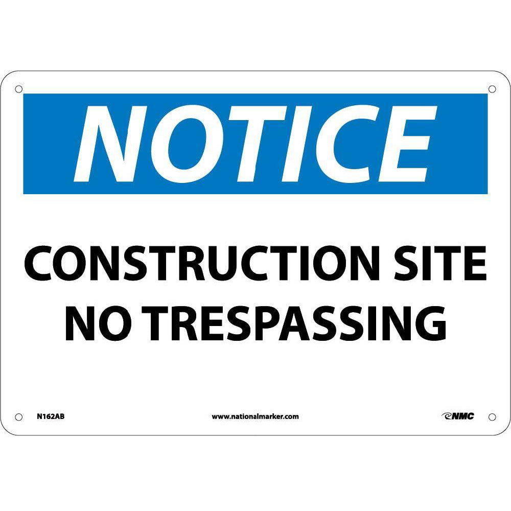 Notice Construction Site No Trespassing Sign-eSafety Supplies, Inc