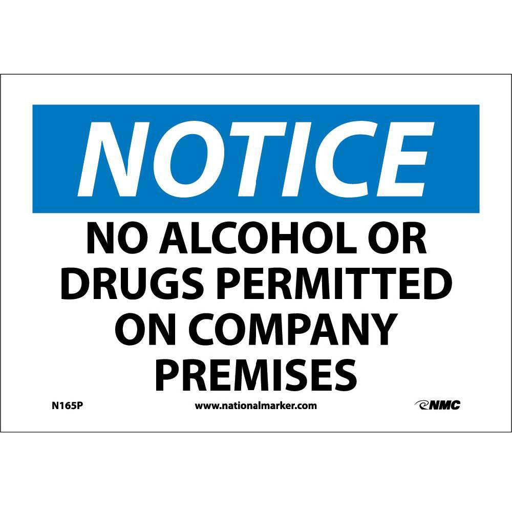 Notice No Alcohol Or Drugs Permitted Sign-eSafety Supplies, Inc