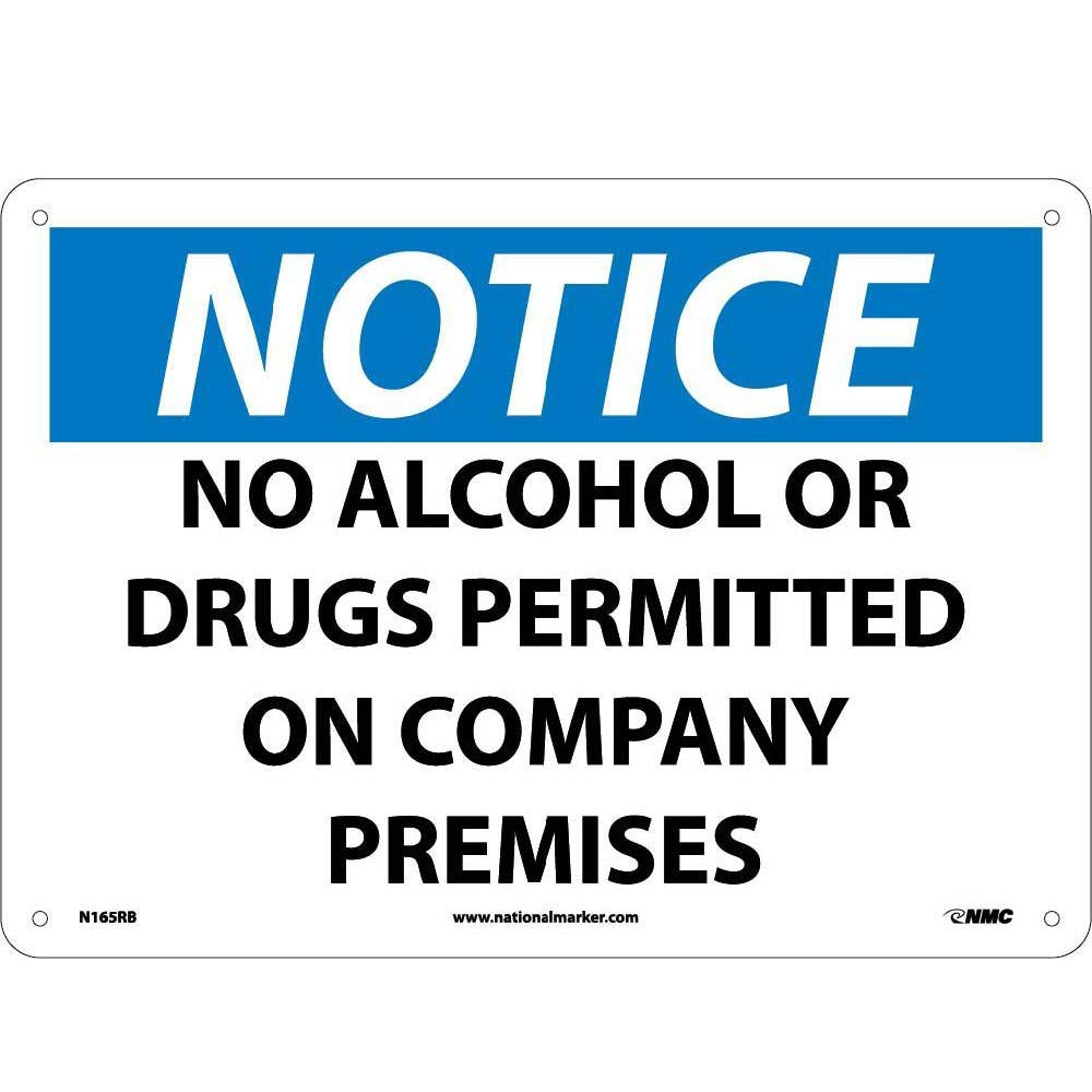 Notice No Alcohol Or Drugs Permitted Sign-eSafety Supplies, Inc