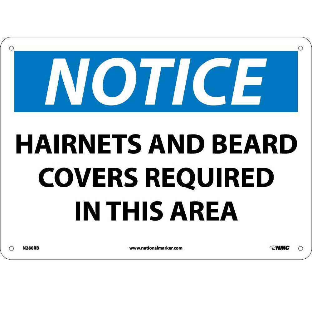 Notice Hairnets And Beard Covers Required Sign-eSafety Supplies, Inc