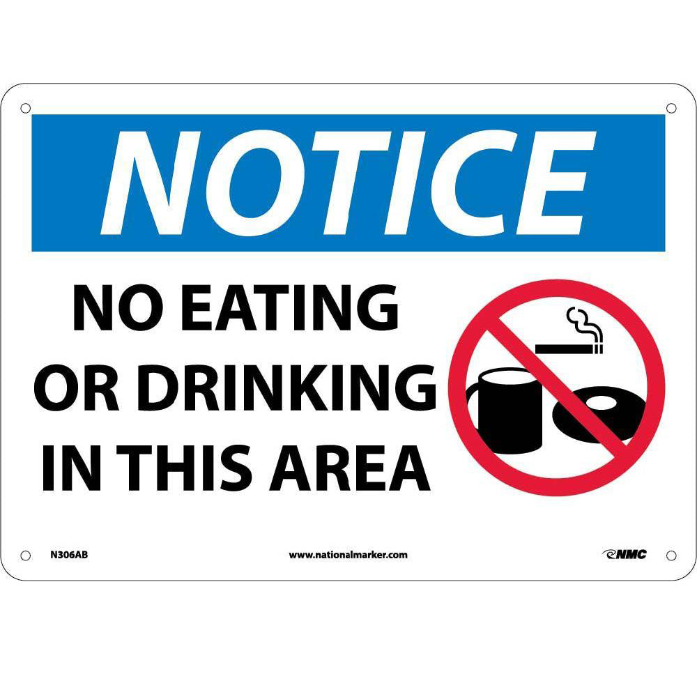 Notice No Eating Or Drinking In This Area Sign-eSafety Supplies, Inc