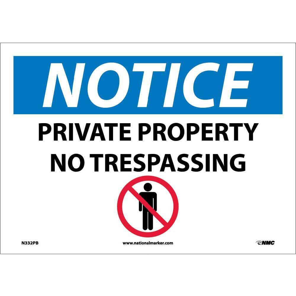 Notice Private Property No Trespassing Sign-eSafety Supplies, Inc