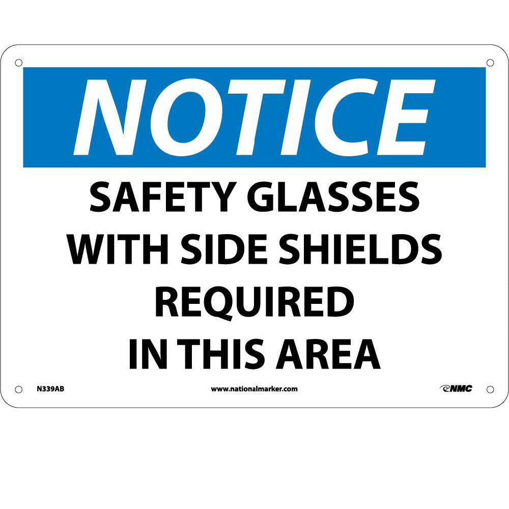 Notice Safety Glasses With Side Shields Required Sign-eSafety Supplies, Inc