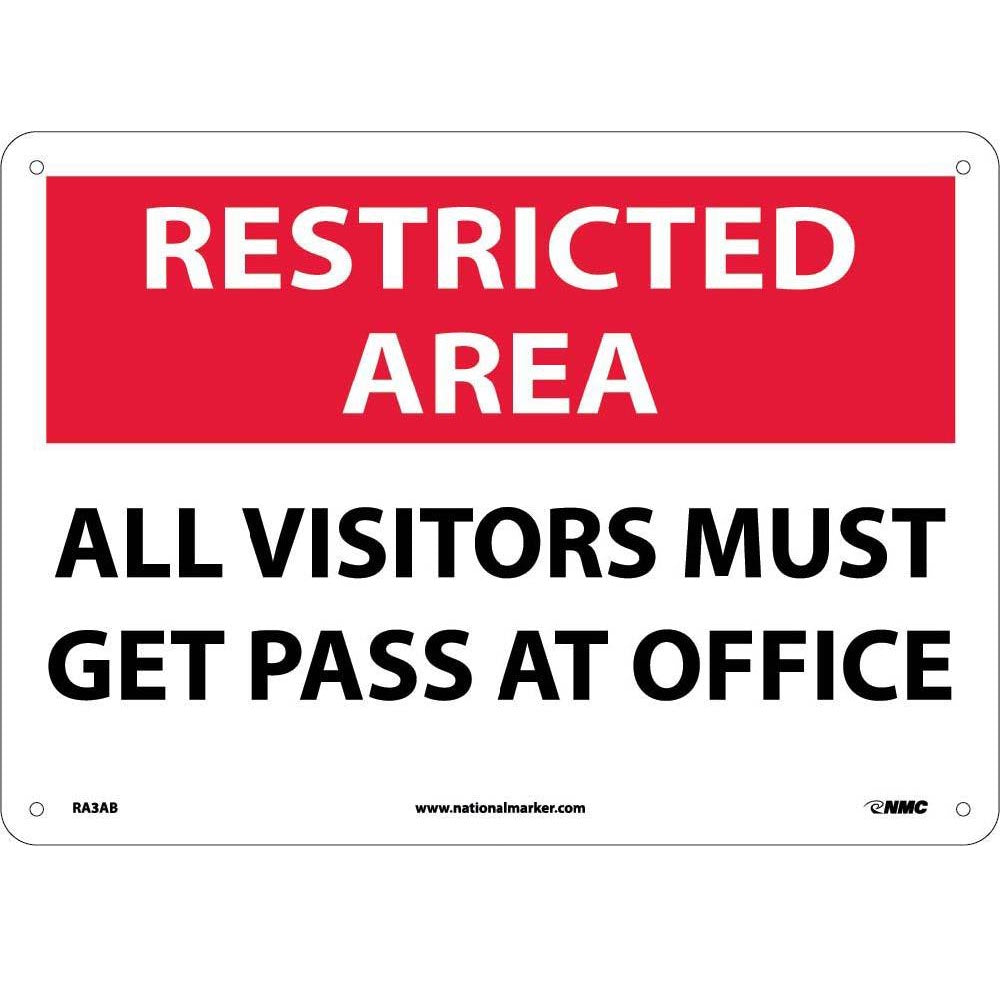 Restricted Area All Visitors Must Get Pass At Office Sign-eSafety Supplies, Inc