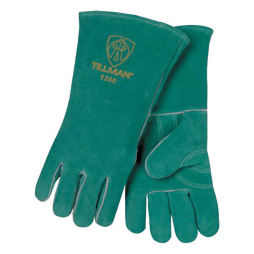 Tillman Large 14" Green Premium Side Split Cowhide Leather Stick Welders Gloves With Kevlar Thread Locking Stitch-eSafety Supplies, Inc