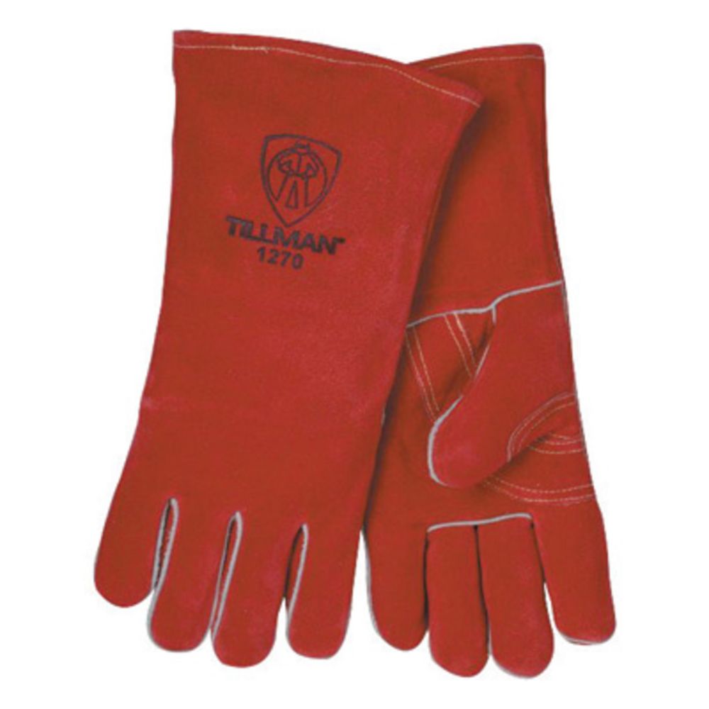 Tillman Large Red Side Split Cowhide Leather Stick Welders Gloves With Kevlar Thread Locking Stitch (Carded)-eSafety Supplies, Inc