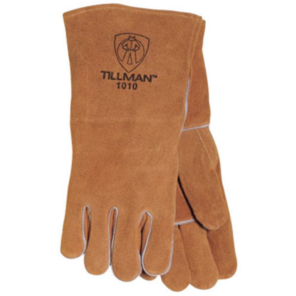 Tillman Large 14" Russet Shoulder Split Cowhide Leather Cotton Lined Stick Welders Gloves With Welted Fingers And Kevlar Thread Locking Stitch (Carded)-eSafety Supplies, Inc