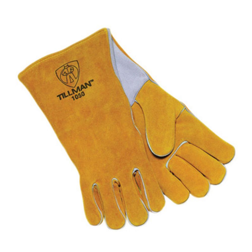 Tillman Large 18" Bourbon Brown Premium Side Split Cowhide Leather Cotton Lined Stick Welders Gloves With Welted Fingers And Kevlar Thread Locking Stitch-eSafety Supplies, Inc