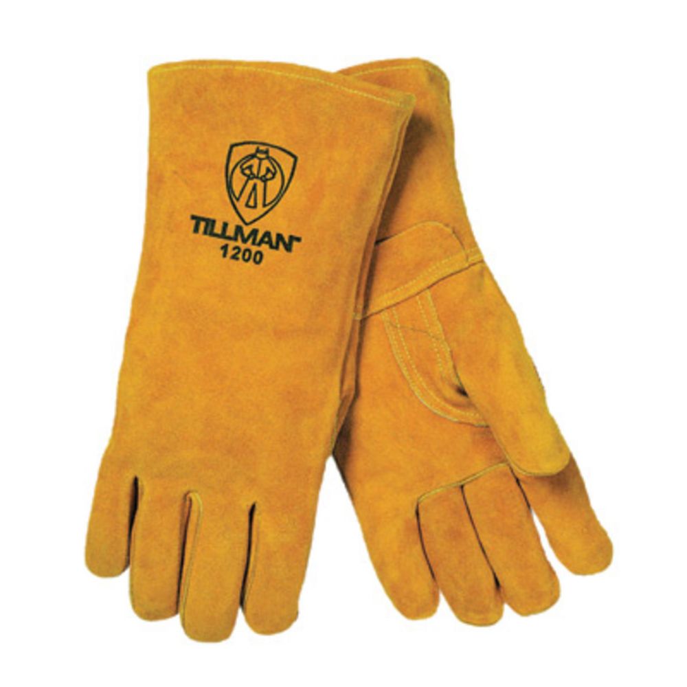 Tillman Large 14" Bourbon Brown Premium Side Split Cowhide Cotton Lined Left Hand Stick Welders Glove With Pull Tab And Kevlar Thread Locking Stitch-eSafety Supplies, Inc