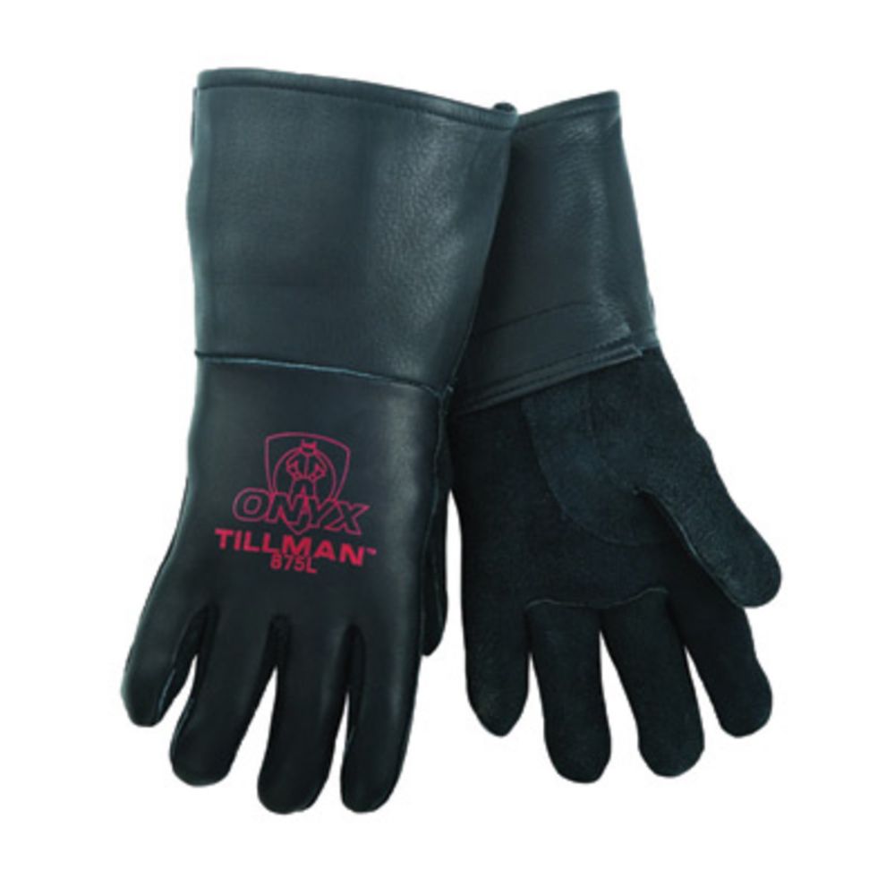 Tillman Black Elkskin Leather Cotton/Foam Lined Welders Gloves With Top Grain Elkskin Cuff And Kevlar Thread Locking Stitch (Carded)-eSafety Supplies, Inc