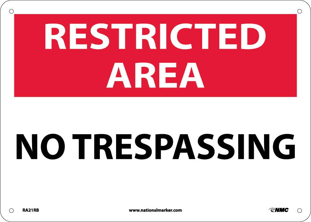 Restricted Area No Trespassing Sign-eSafety Supplies, Inc