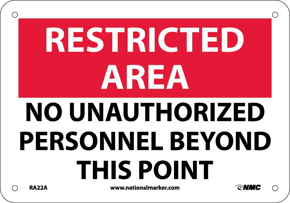 Restricted Area No Unauthorized Personnel Sign-eSafety Supplies, Inc