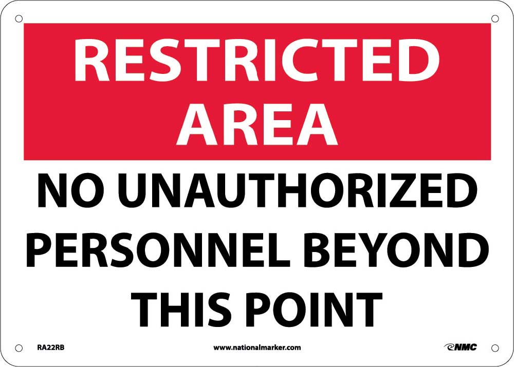 Restricted Area No Unauthorized Personnel Sign-eSafety Supplies, Inc