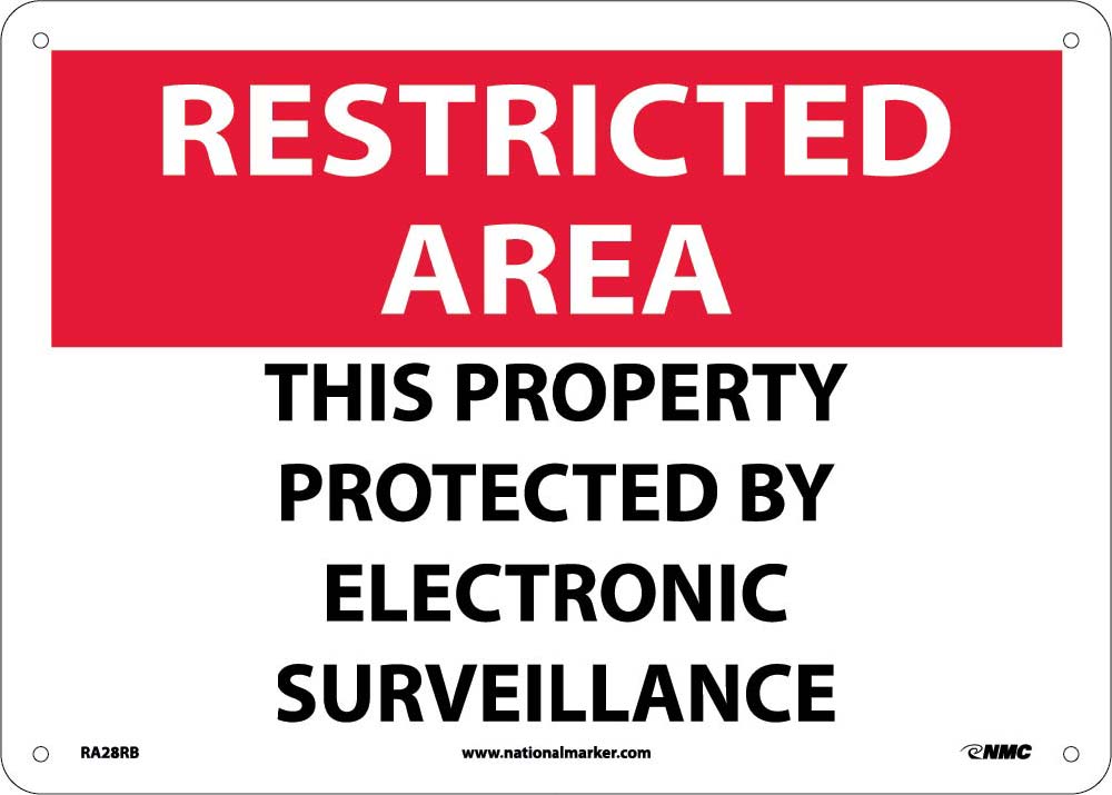 Restricted Area Electronic Surveillance Sign-eSafety Supplies, Inc