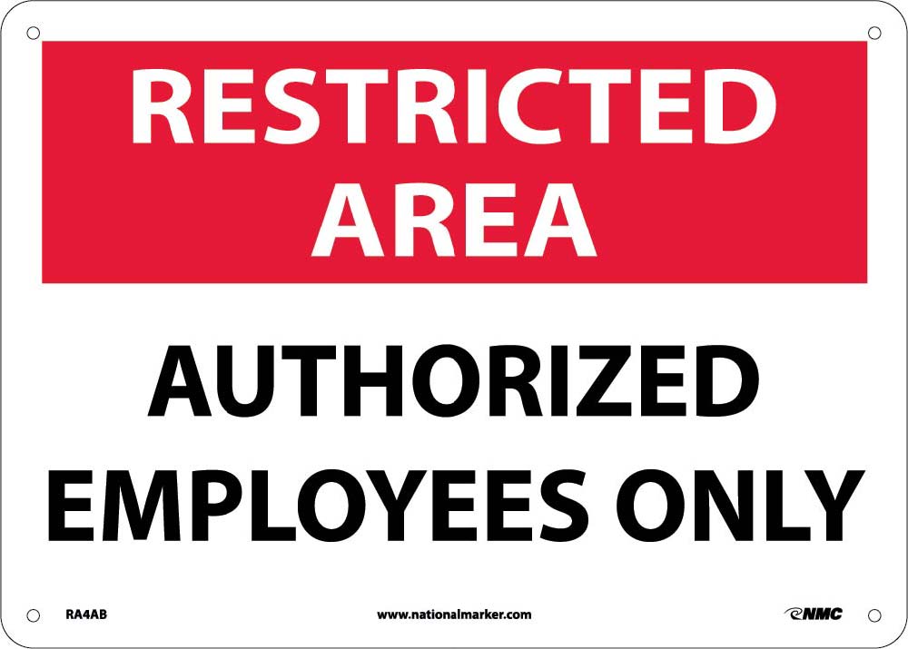 Restricted Area Authorized Employees Only Sign-eSafety Supplies, Inc