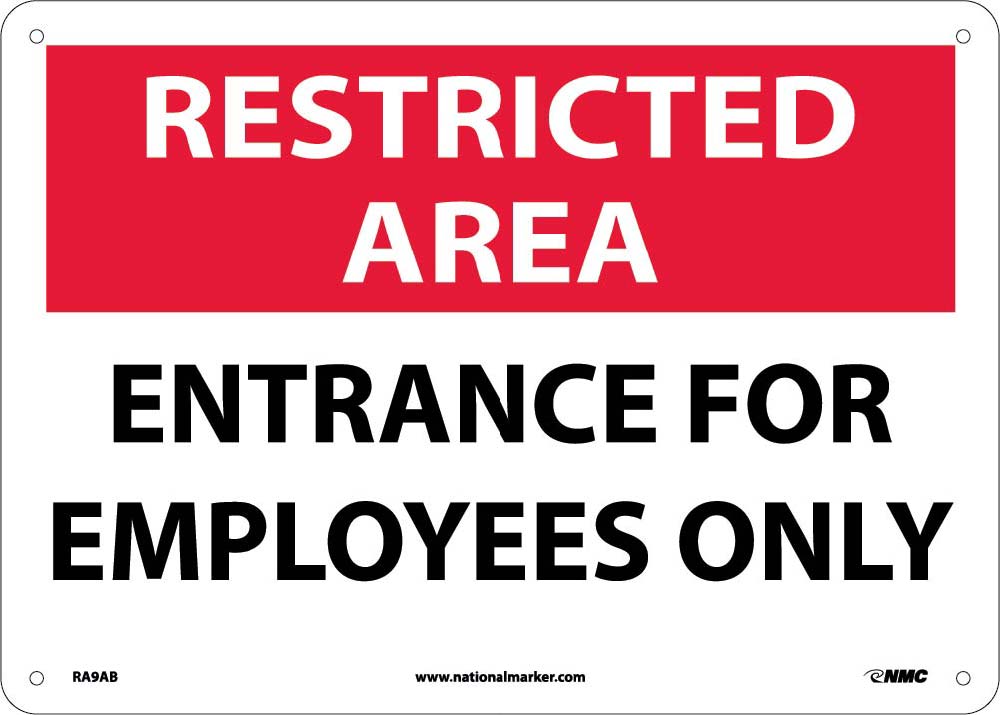 Restricted Area Entrance For Employees Only Sign-eSafety Supplies, Inc