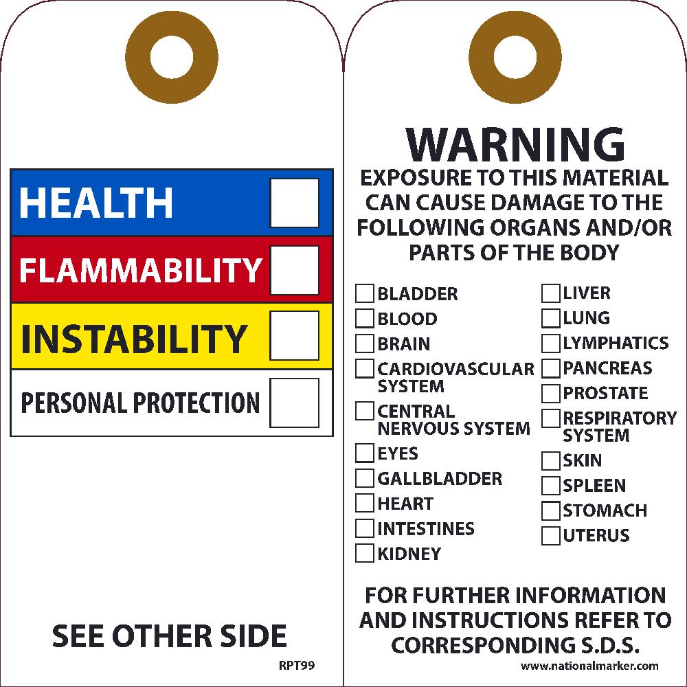 Hazardous Communications Bar Tag - Pack of 25-eSafety Supplies, Inc