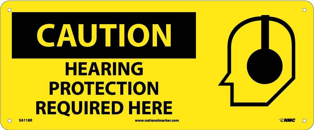 Caution Hearing Protection Required Here Sign-eSafety Supplies, Inc