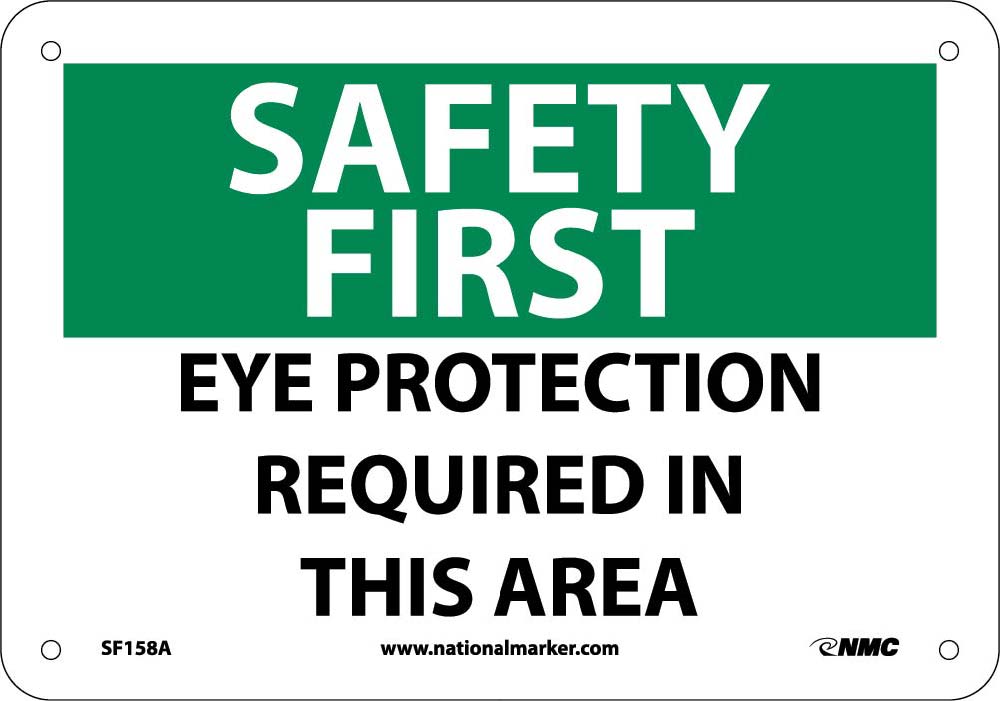 Safety First Eye Protection Required In This Area Sign-eSafety Supplies, Inc