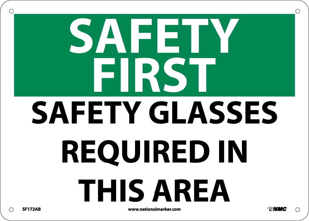 Safety First Safety Glasses Required In This Area Sign-eSafety Supplies, Inc