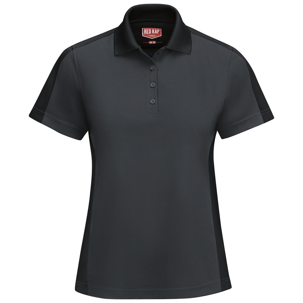 Red Kap Women's Short Sleeve Performance Knit Two-Tone Polo SK53 - Charcoal / Black-eSafety Supplies, Inc