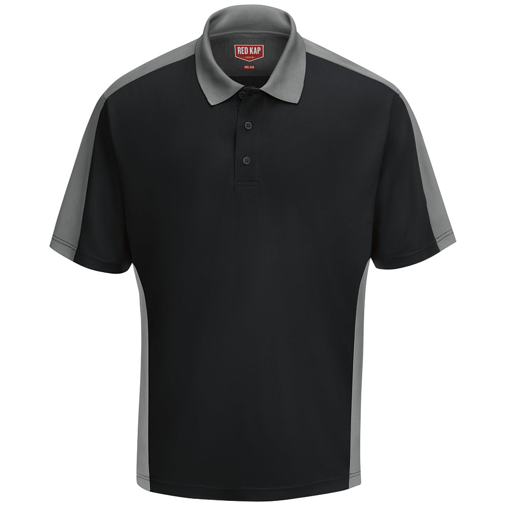 Red Kap Men's Short Sleeve Performance Knit Two-Tone Polo SK54 - Black / Grey-eSafety Supplies, Inc