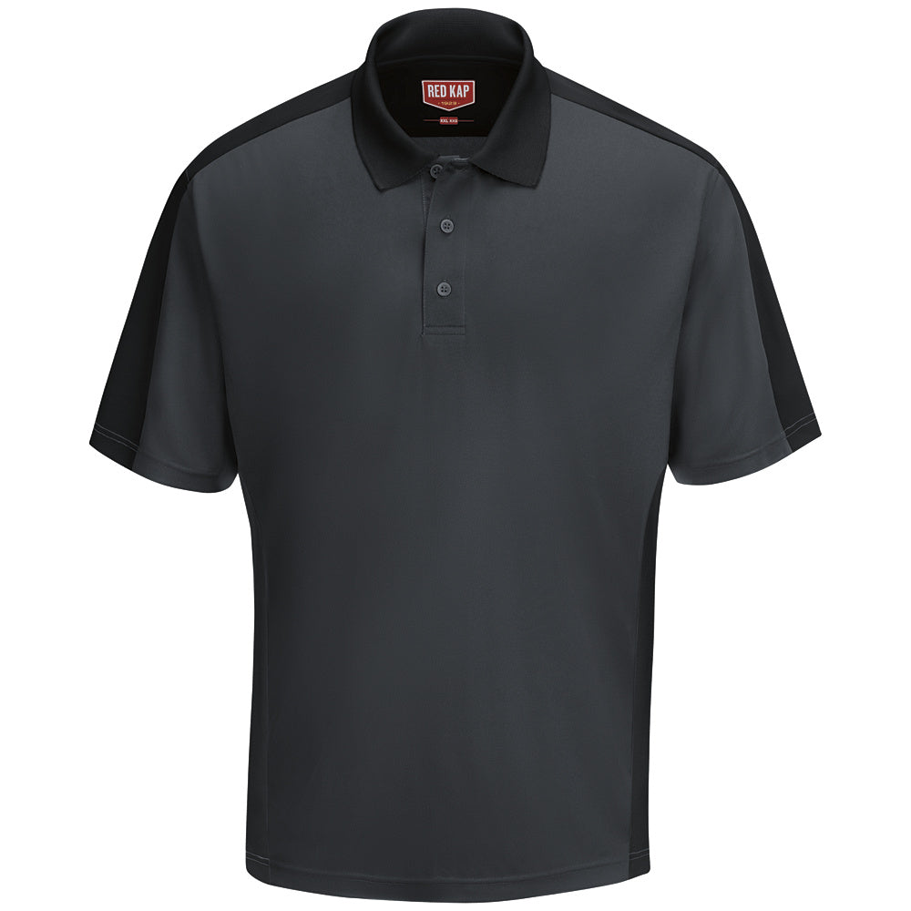 Red Kap Men's Short Sleeve Performance Knit Two-Tone Polo SK54 - Charcoal / Black-eSafety Supplies, Inc