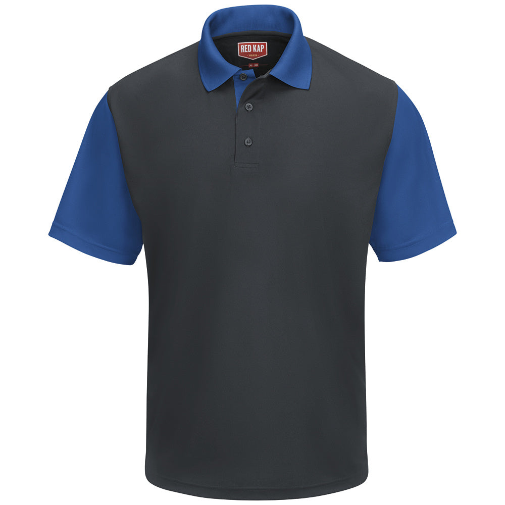 Red Kap Men's Short Sleeve Performance Knit® Color-block Polo SK56 - Charcoal/Royal Blue-eSafety Supplies, Inc