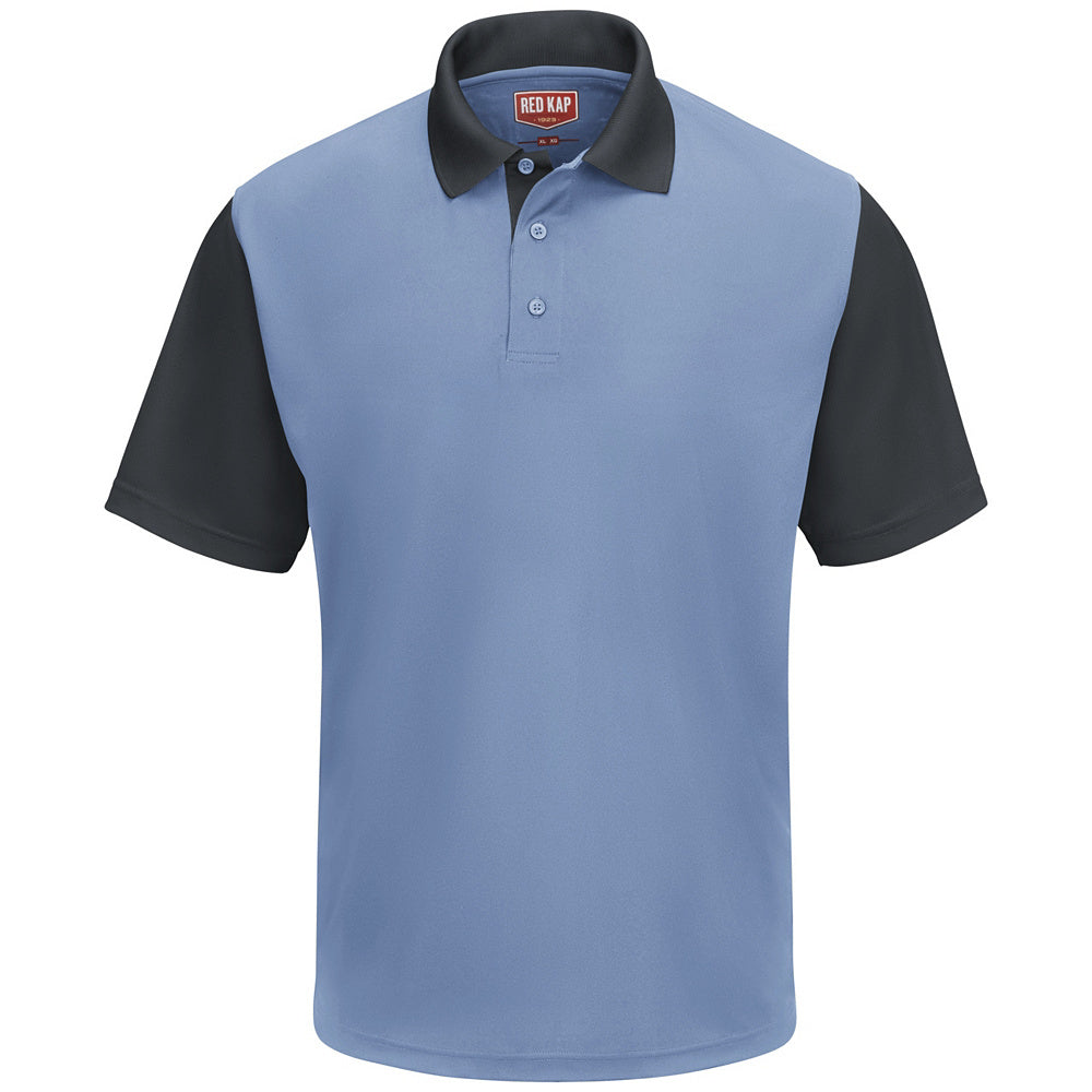 Red Kap Men's Short Sleeve Performance Knit® Color-block Polo SK56 - Medium Blue/Charcoal-eSafety Supplies, Inc