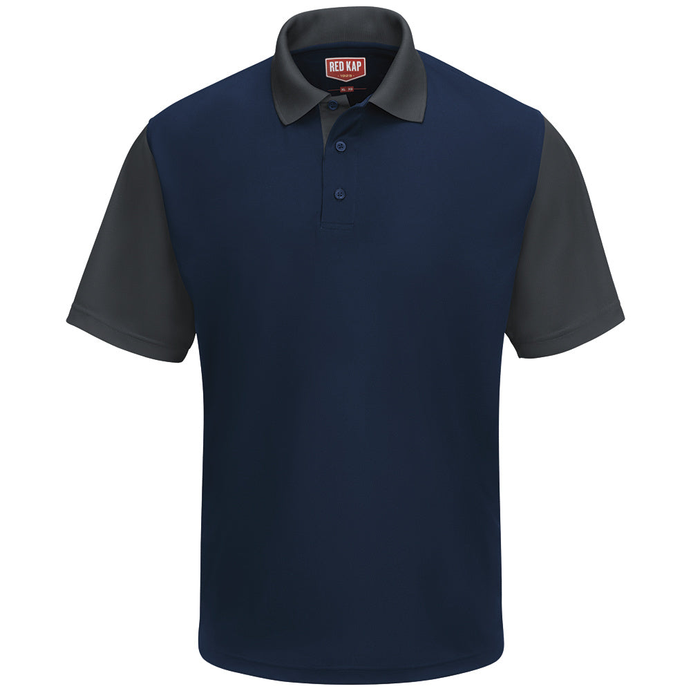 Red Kap Men's Short Sleeve Performance Knit® Color-block Polo SK56 - Navy/Charcoal-eSafety Supplies, Inc