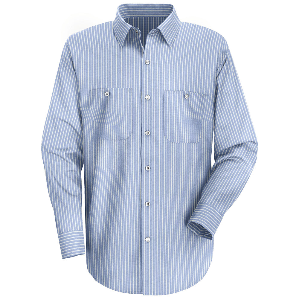 Red Kap Men's Industrial Stripe Work Shirt SP10 - GM Blue / White Stripe-eSafety Supplies, Inc