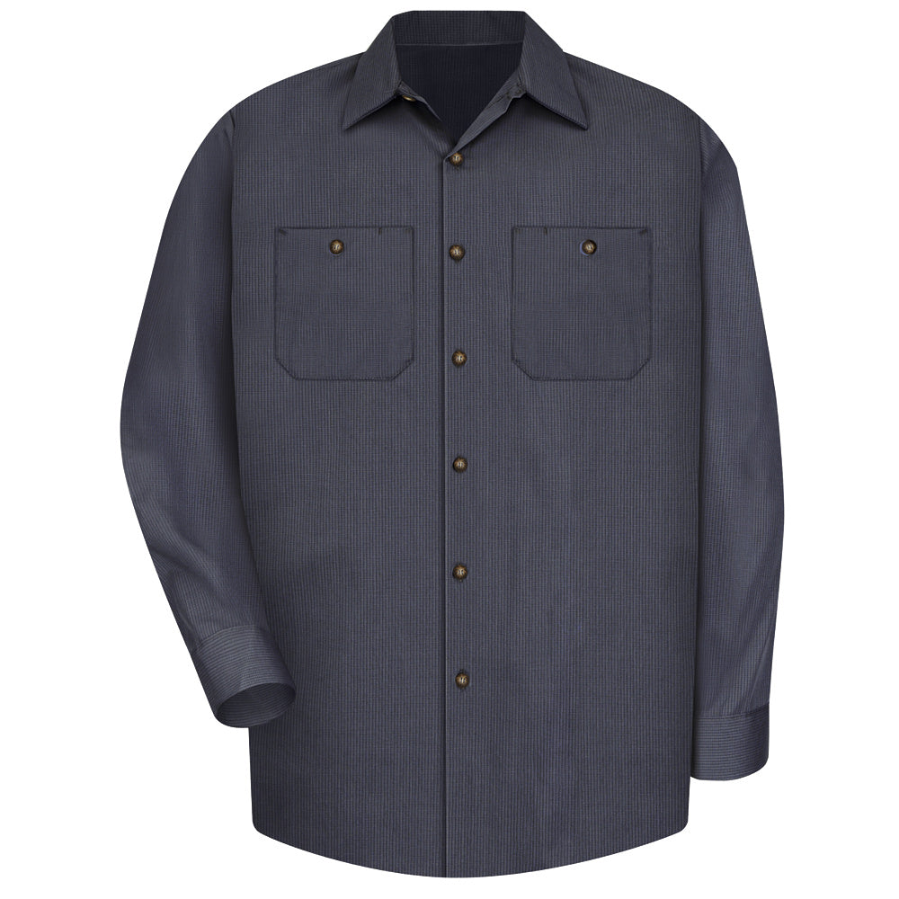 Red Kap Red Kap® Men’s Long-Sleeve Work Shirt  SP14 - Blue / Charcoal Microcheck-eSafety Supplies, Inc