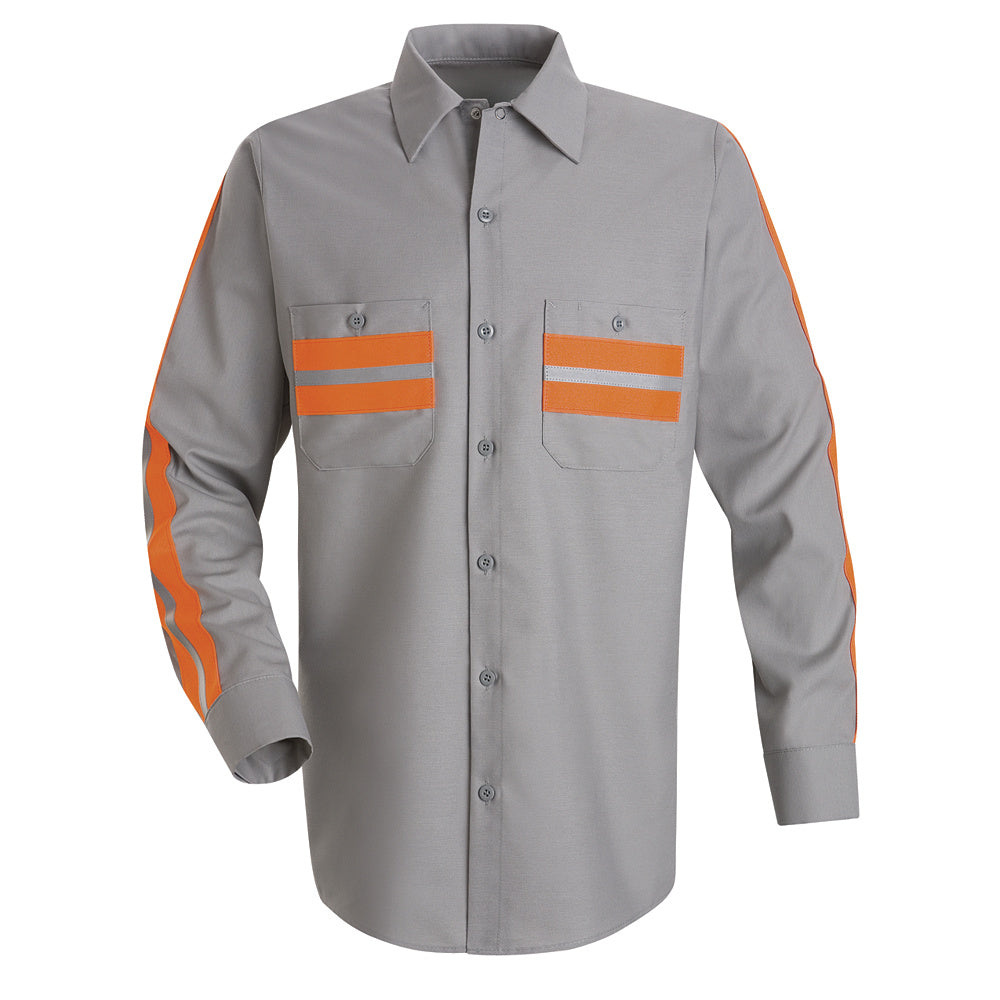 Red Kap Enhanced Visibility Shirt SP14 - Light Grey with Orange Visibility Trim-eSafety Supplies, Inc