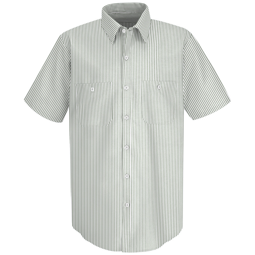 Red Kap Men's Industrial Stripe Work Shirt SP20 - White / Green Stripe-eSafety Supplies, Inc