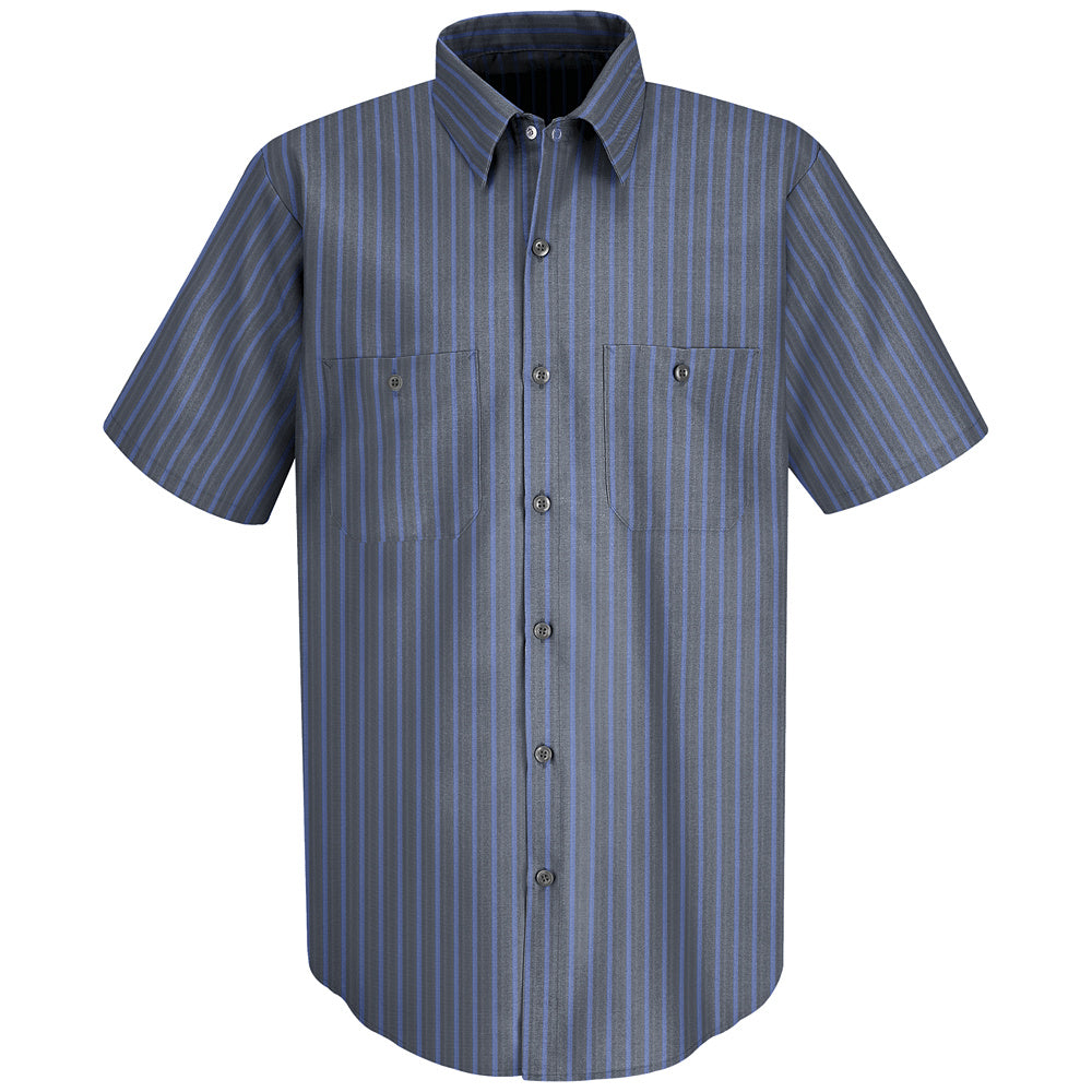 Red Kap Men's Industrial Stripe Work Shirt SP24 - Grey / Blue Stripe-eSafety Supplies, Inc