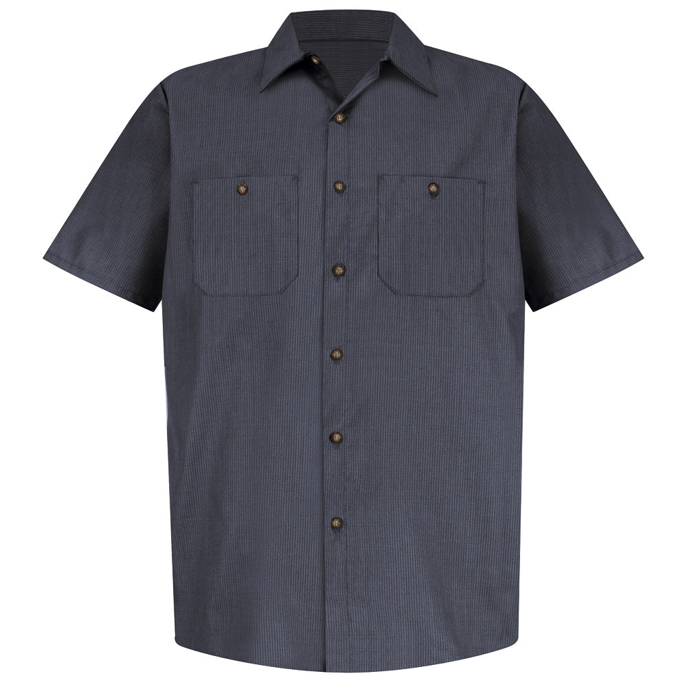 Red Kap Men's Geometric Micro-Check Work Shirt SP24 - Blue / Charcoal Microcheck-eSafety Supplies, Inc