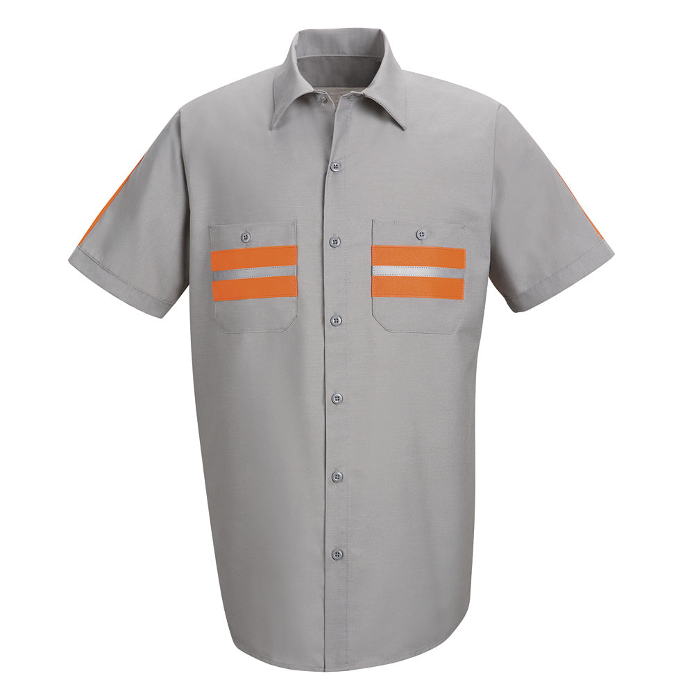 Red Kap Enhanced Visibility Shirt SP24 - Light Grey with Orange Visibility Trim-eSafety Supplies, Inc