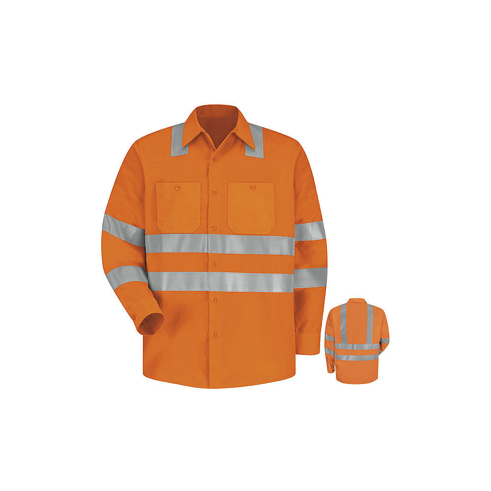 Red Kap Hi-Visibility Work Shirt - Class 3 Level 2 SS14 - Fluorescent Orange-eSafety Supplies, Inc