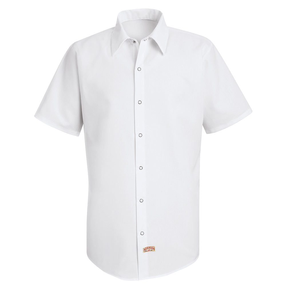 Red Kap Men's Specialized Pocketless Polyester Work Shirt SS26 - White-eSafety Supplies, Inc