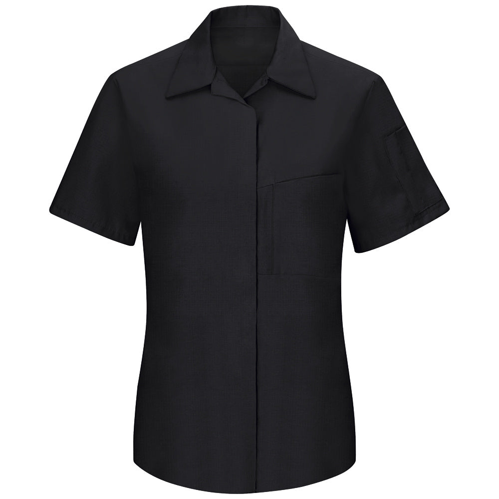 Red Kap Women's Performance Plus Shop Shirt with OIL BLOK Technology Short Sleeve SY41 - Black with Charcoal Mesh-eSafety Supplies, Inc