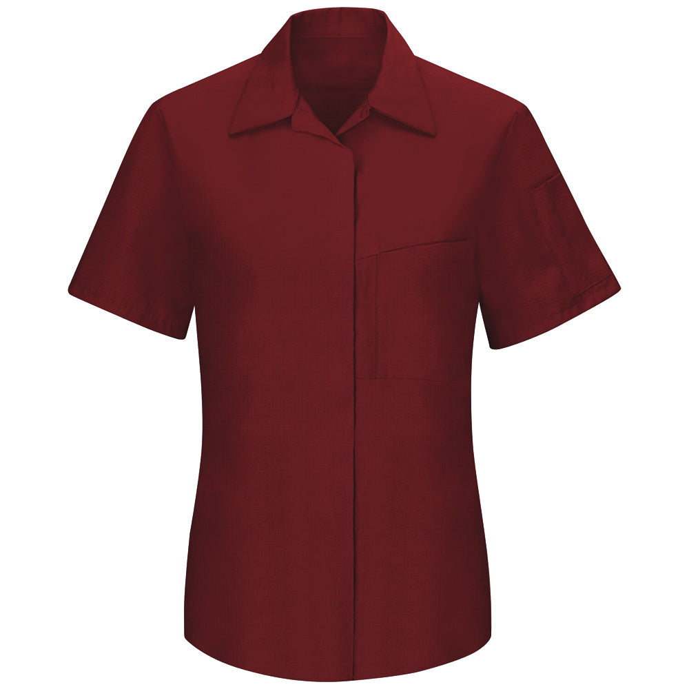 Red Kap Women's Performance Plus Shop Shirt with OIL BLOK Technology Short Sleeve SY41 - Fireball Red with Charcoal Mesh-eSafety Supplies, Inc