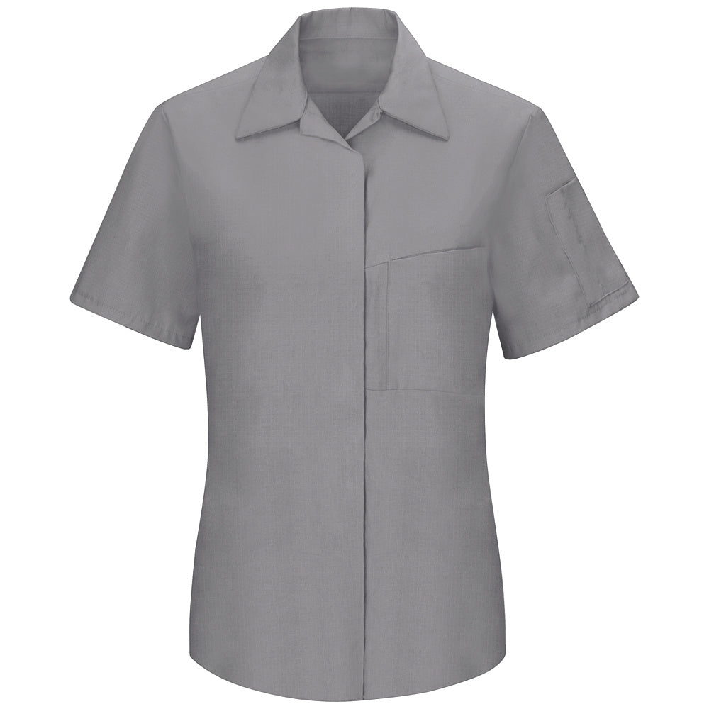 Red Kap Women's Performance Plus Shop Shirt with OIL BLOK Technology Short Sleeve SY41 - Light Grey with Charcoal Mesh-eSafety Supplies, Inc