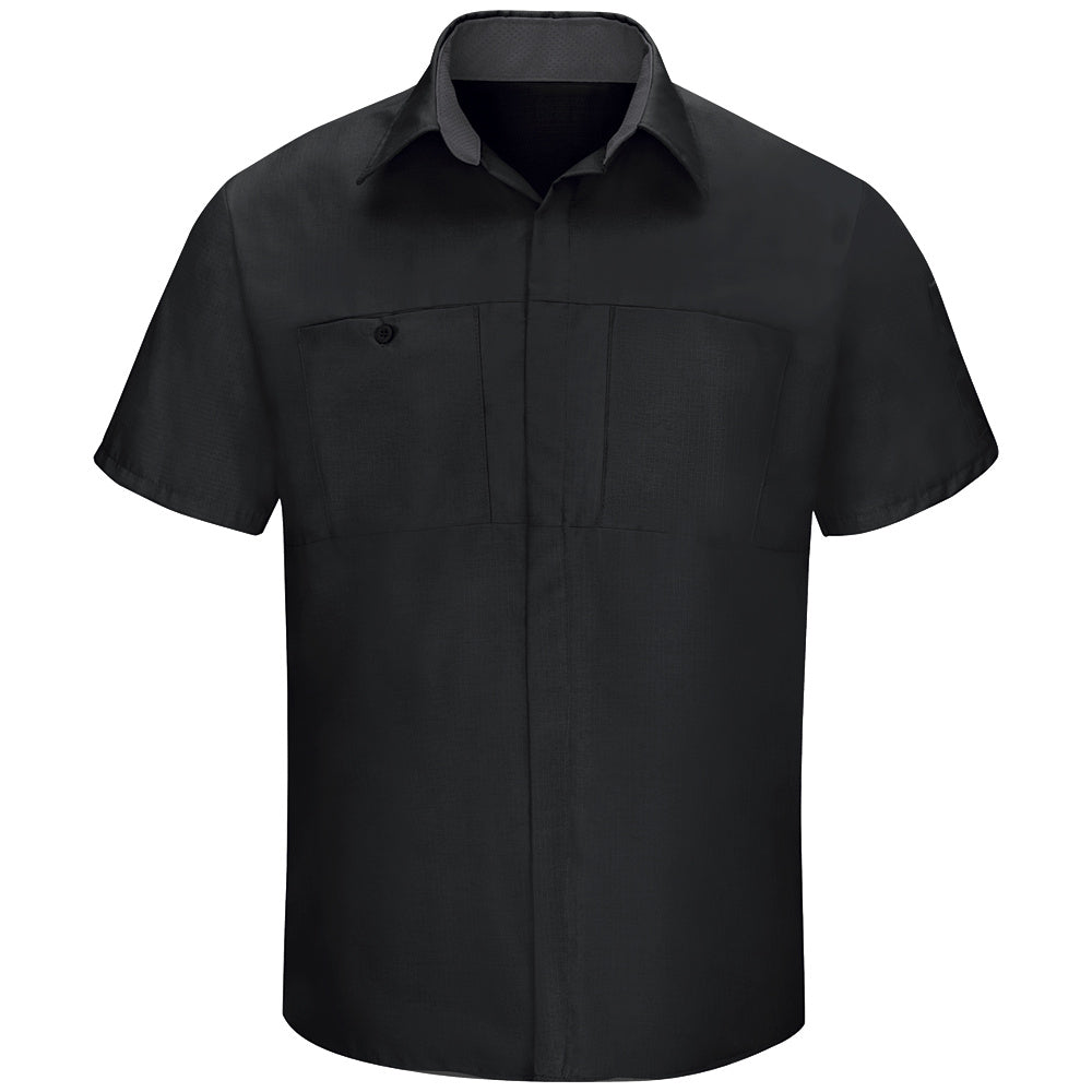 Red Kap Men's Performance Plus Shop Shirt with OIL BLOK Technology Short Sleeve SY42 - Black with Charcoal Mesh-eSafety Supplies, Inc