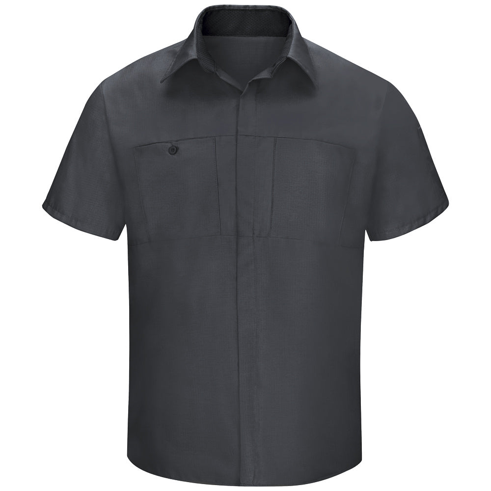 Red Kap Men's Performance Plus Shop Shirt with OIL BLOK Technology Short Sleeve SY42 - Charcoal with Black Mesh-eSafety Supplies, Inc